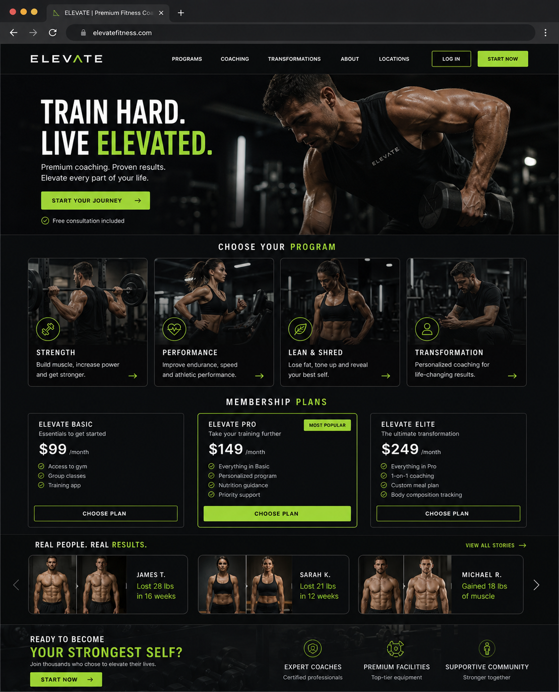 Fitness Brand website preview