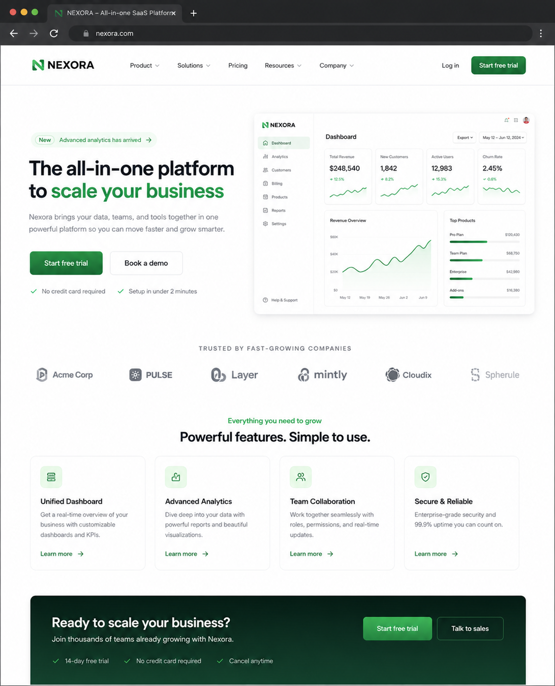 Modern Startup website preview